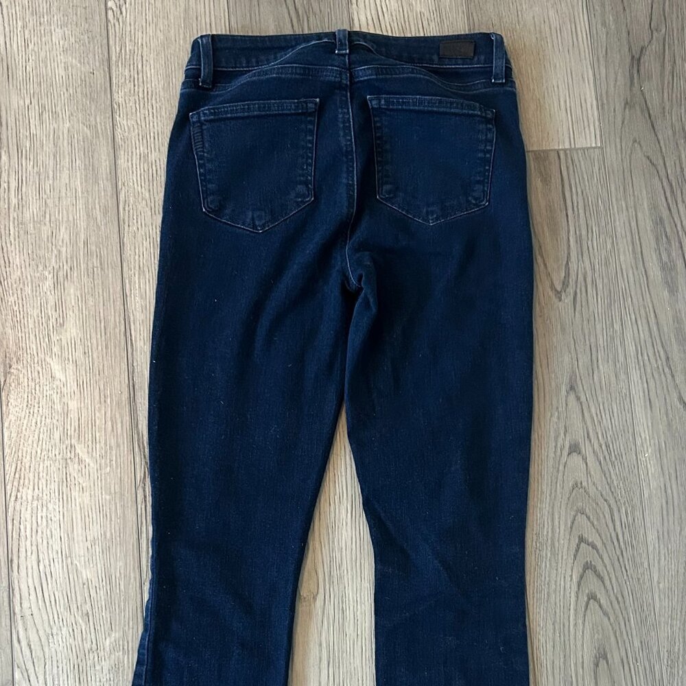 PAIGE Verdugo Ankle Skinny Jeans Women’s 26 Dark Wash Raw Hem Stretch Denim - Picture 5 of 11